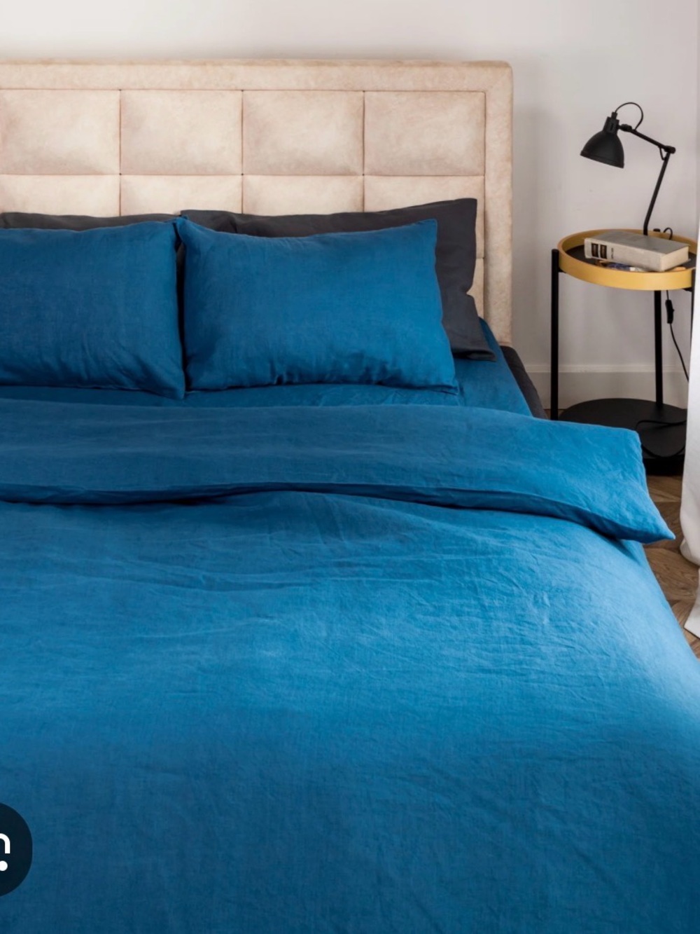 Sembla Organic Natural Linen Duvet Cover Indigo queen size
